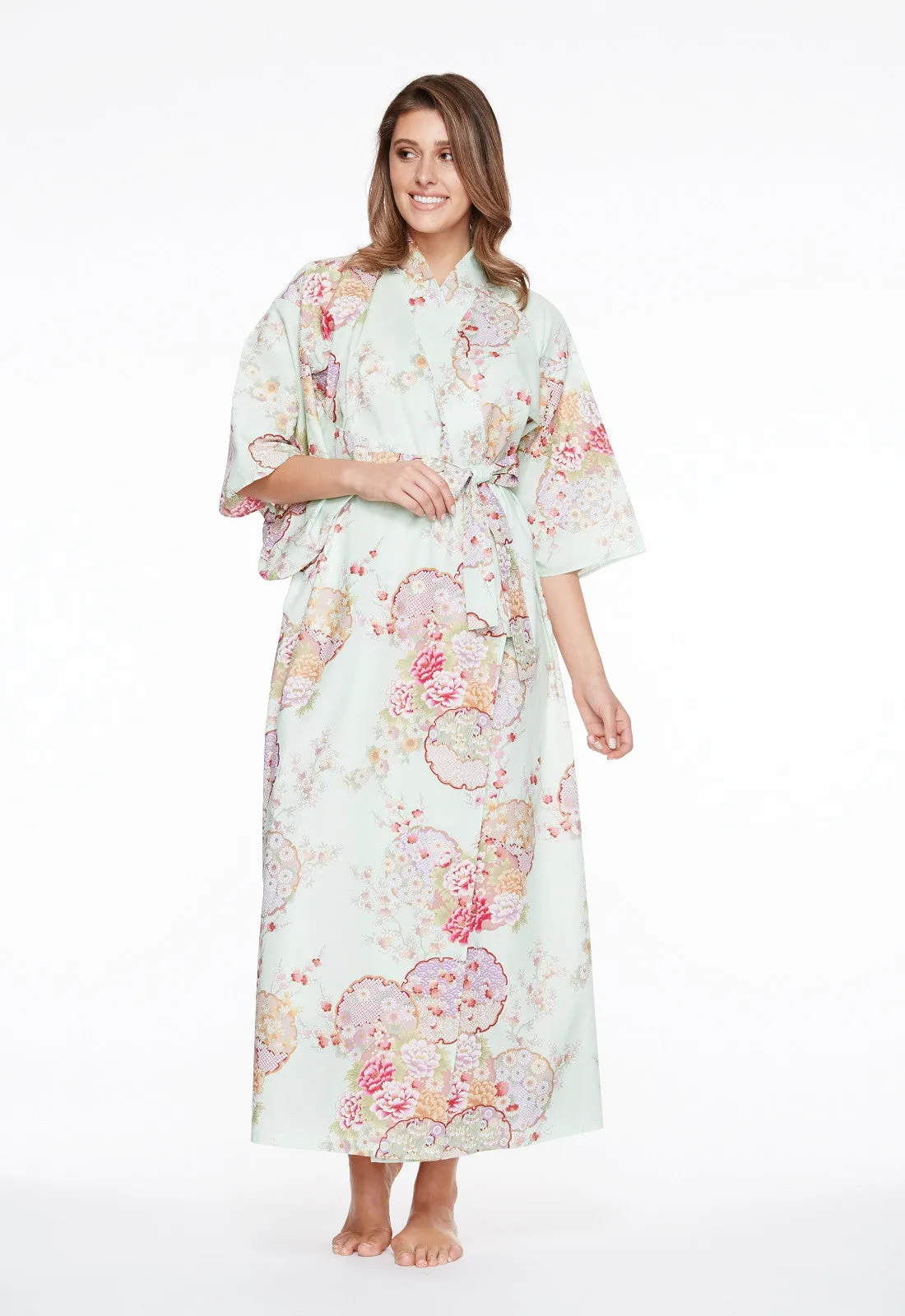 Graceful Circles Cotton Long Kimono