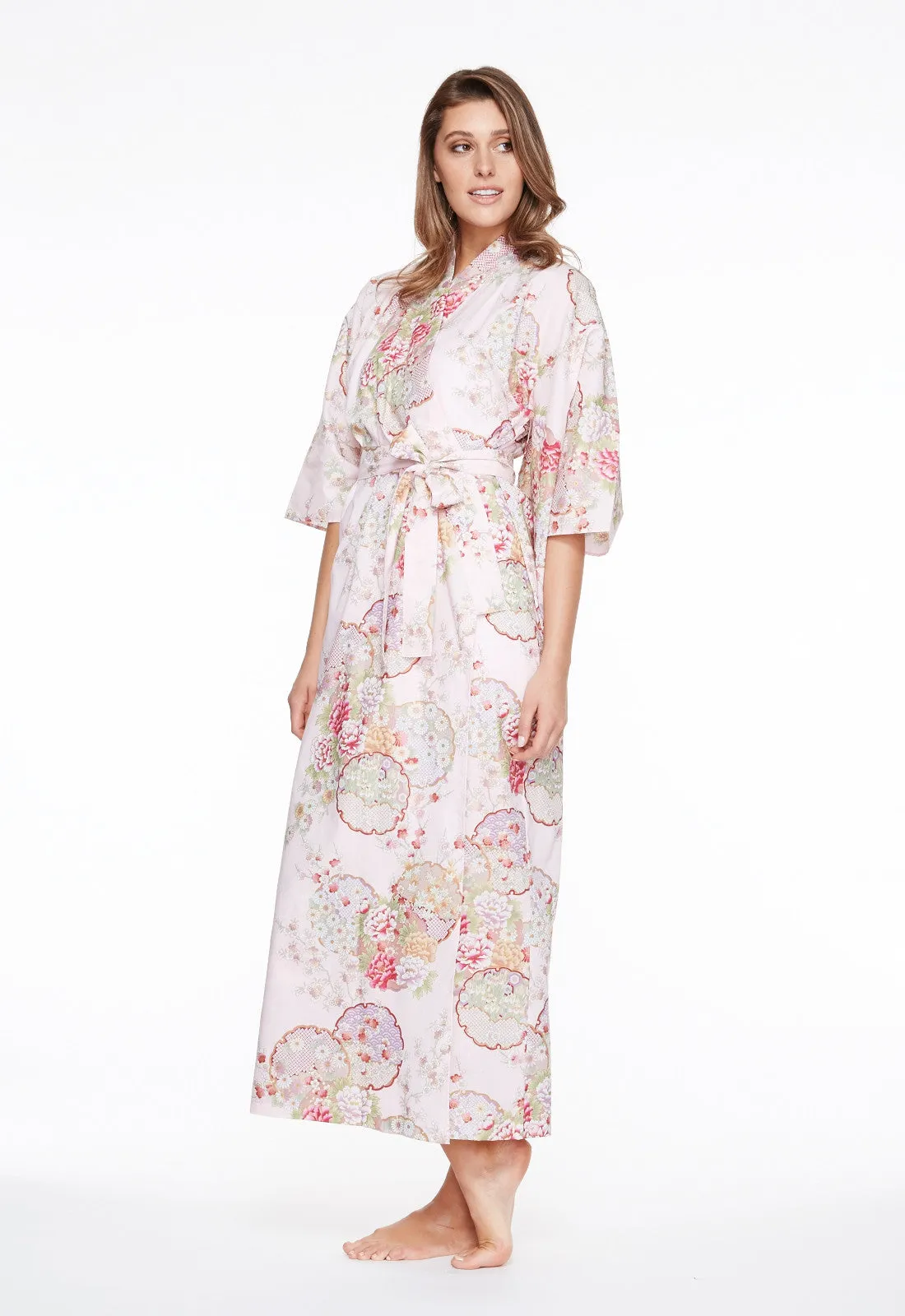 Graceful Circles Cotton Long Kimono