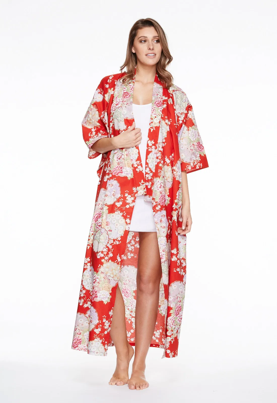 Graceful Circles Cotton Long Kimono