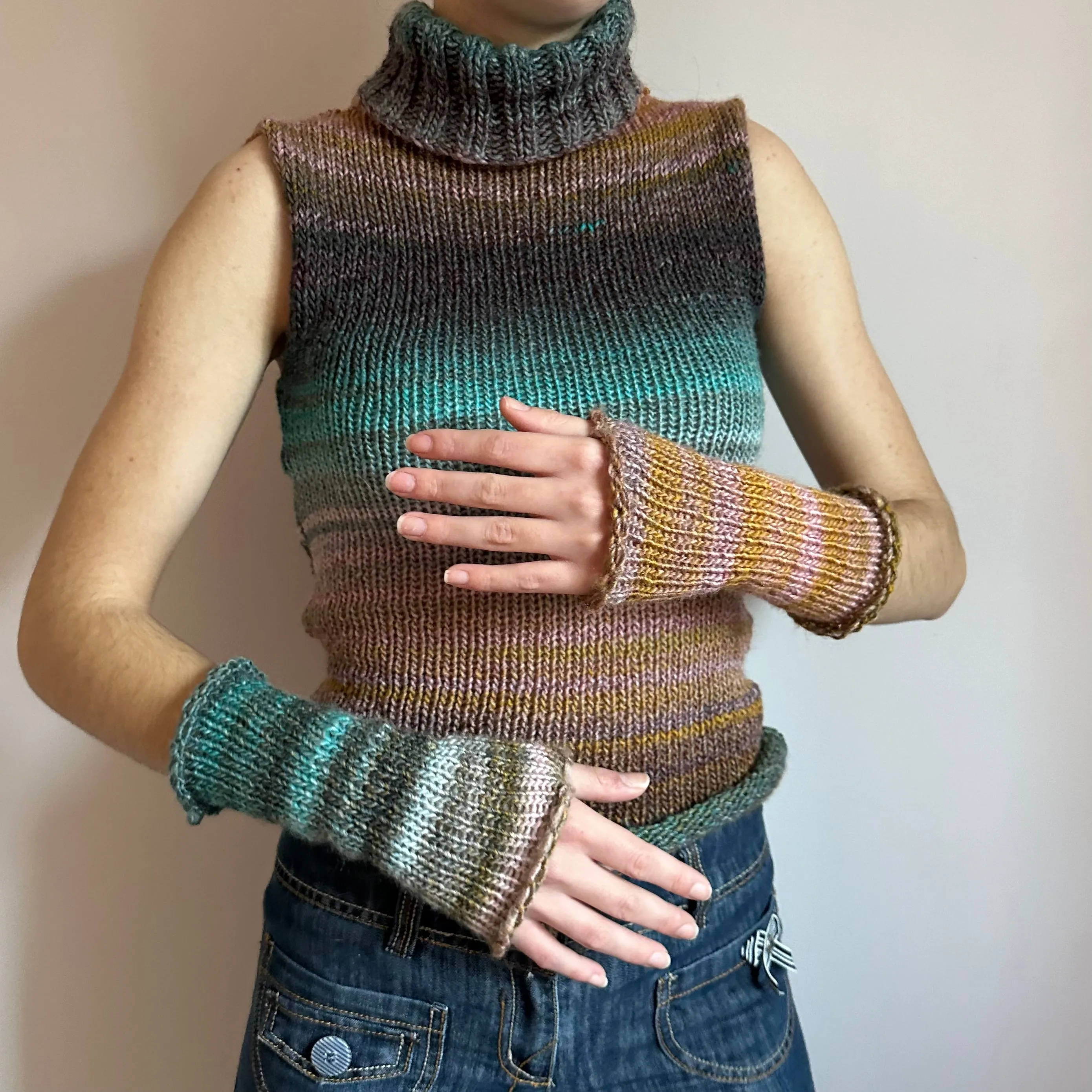 Handmade Alba knitted ombré hand warmers