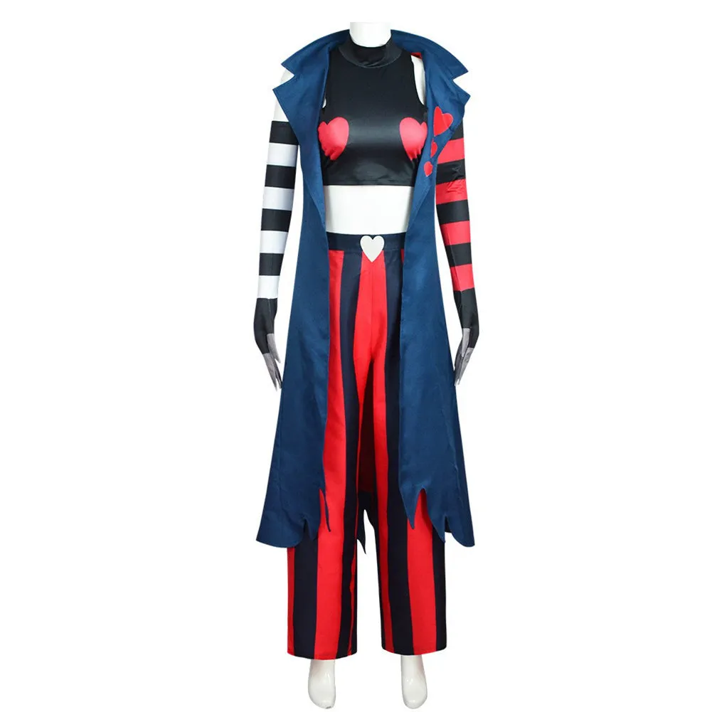 Hazbin Hotel Velvette Women Red Blue Outfit Party Carnival Halloween Cosplay Costume