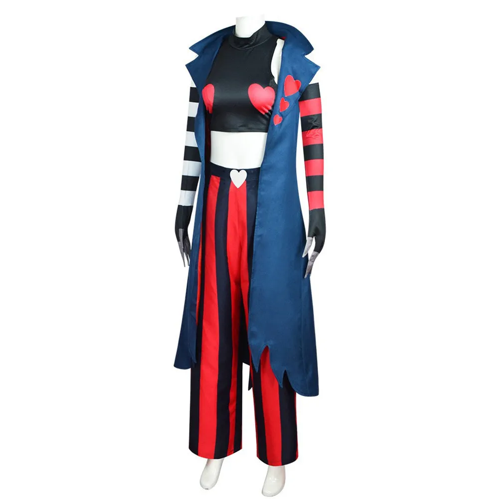 Hazbin Hotel Velvette Women Red Blue Outfit Party Carnival Halloween Cosplay Costume