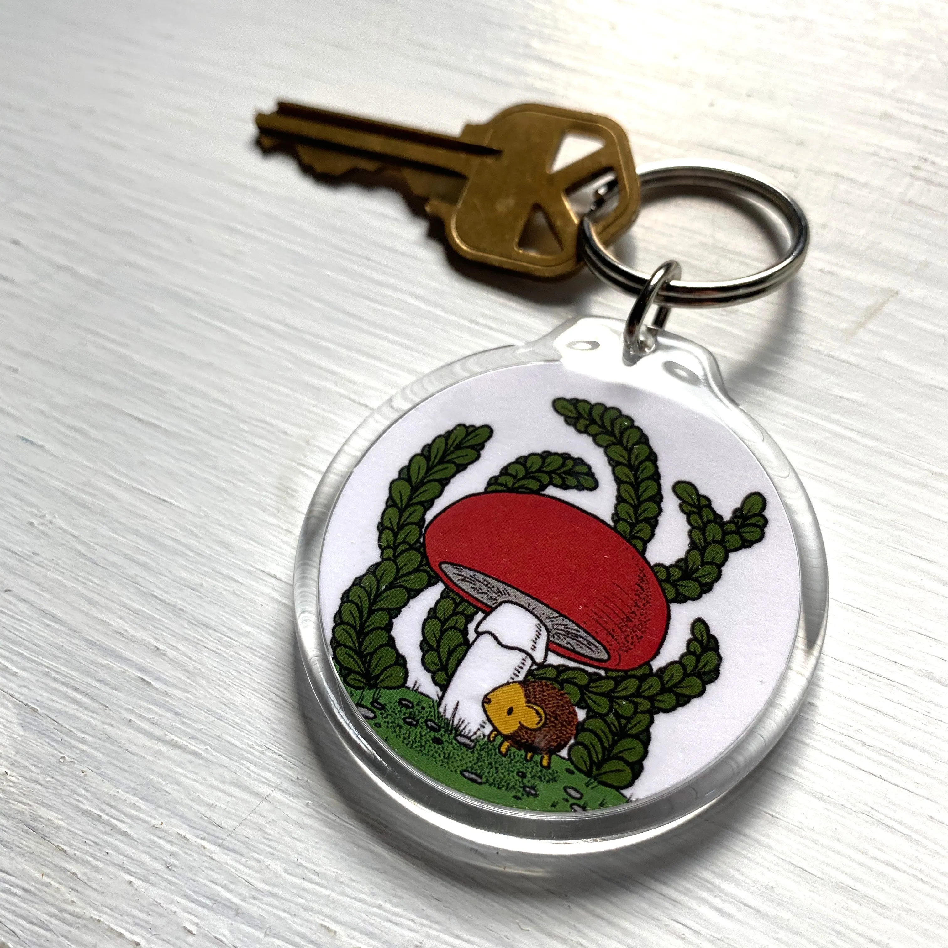 hedgehog   mushroom keychain