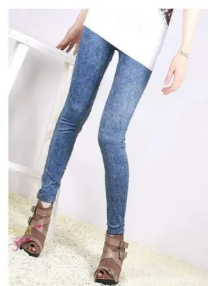 High Waist Slim Fit Stretchy Denim Look Skinny Leggings