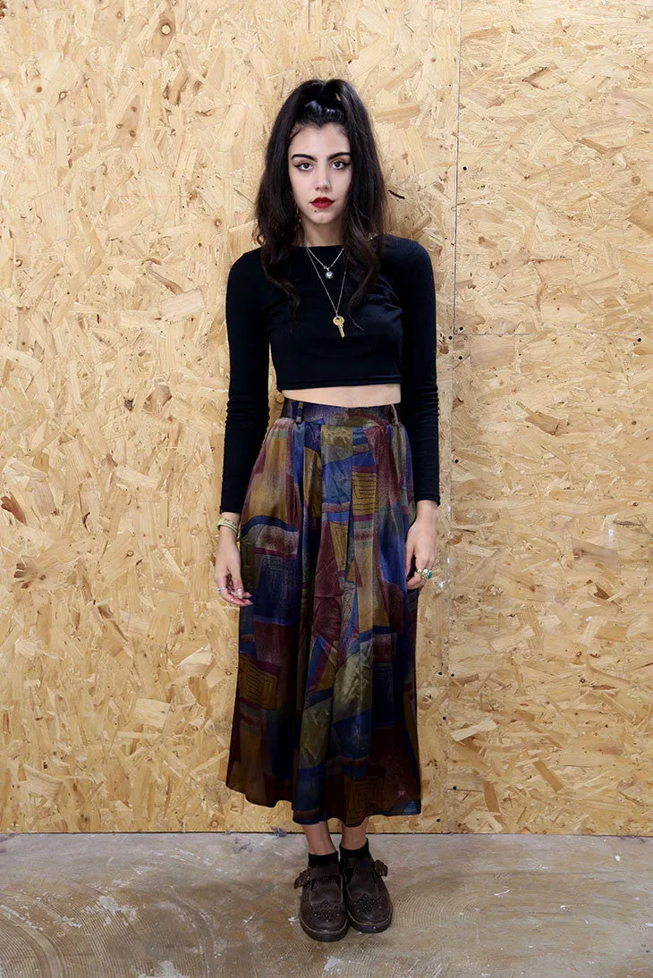 High Waisted Abstract Printed Culotte Trouser