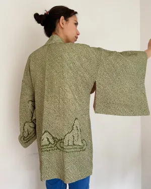 Japanese Rock Garden Shibori Haori Kimono Jacket