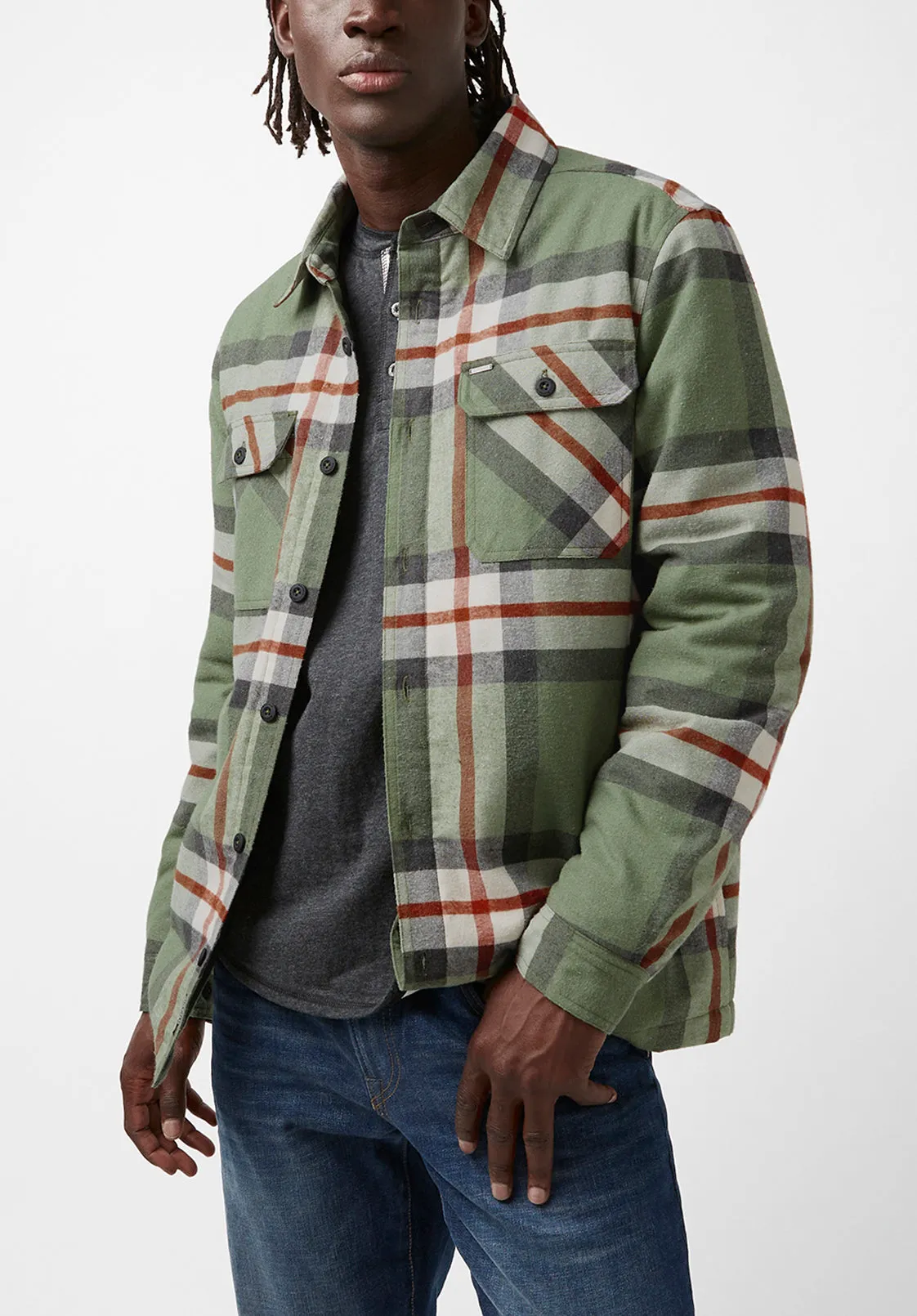 Jomon Men’s Shacket in Green Plaid - BM24103