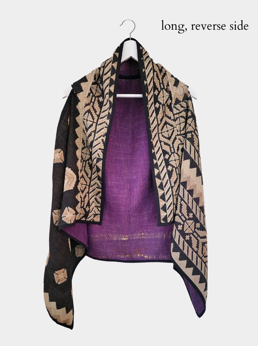 kantha cape - purple sample