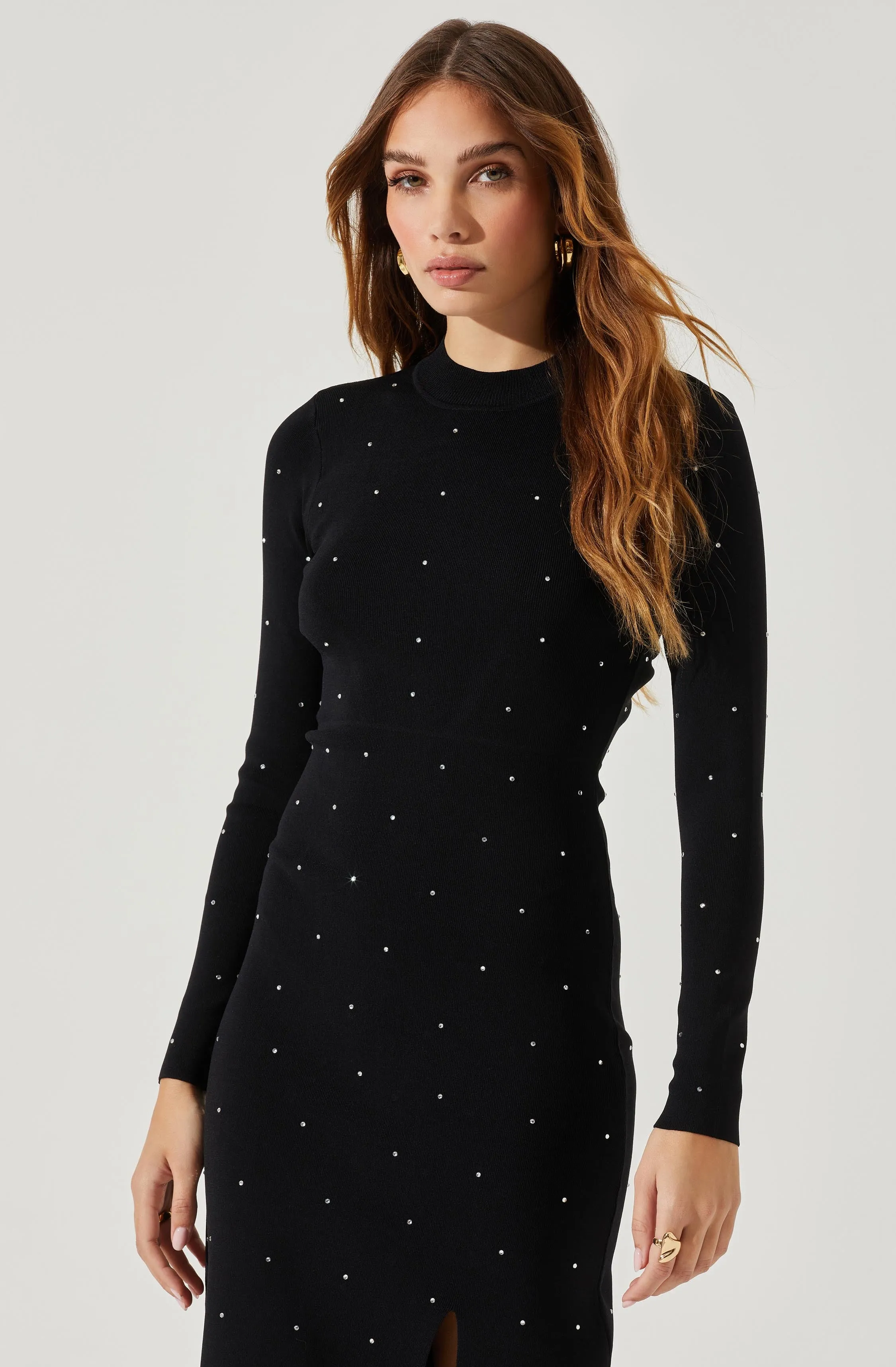 Kariana Embellished Cutout Midi Sweater Dress