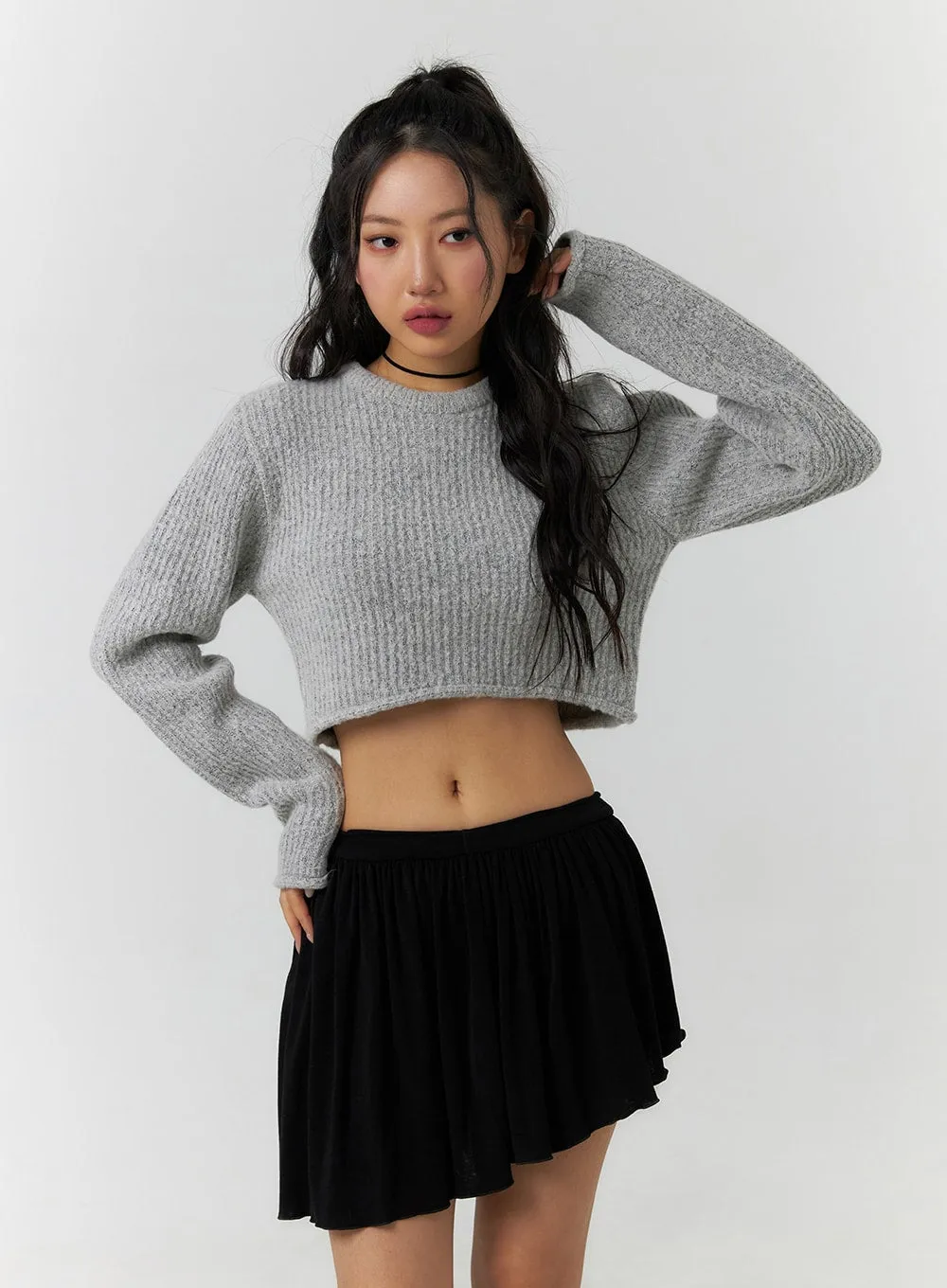 Knit Long Sleeve Crop Top CF405