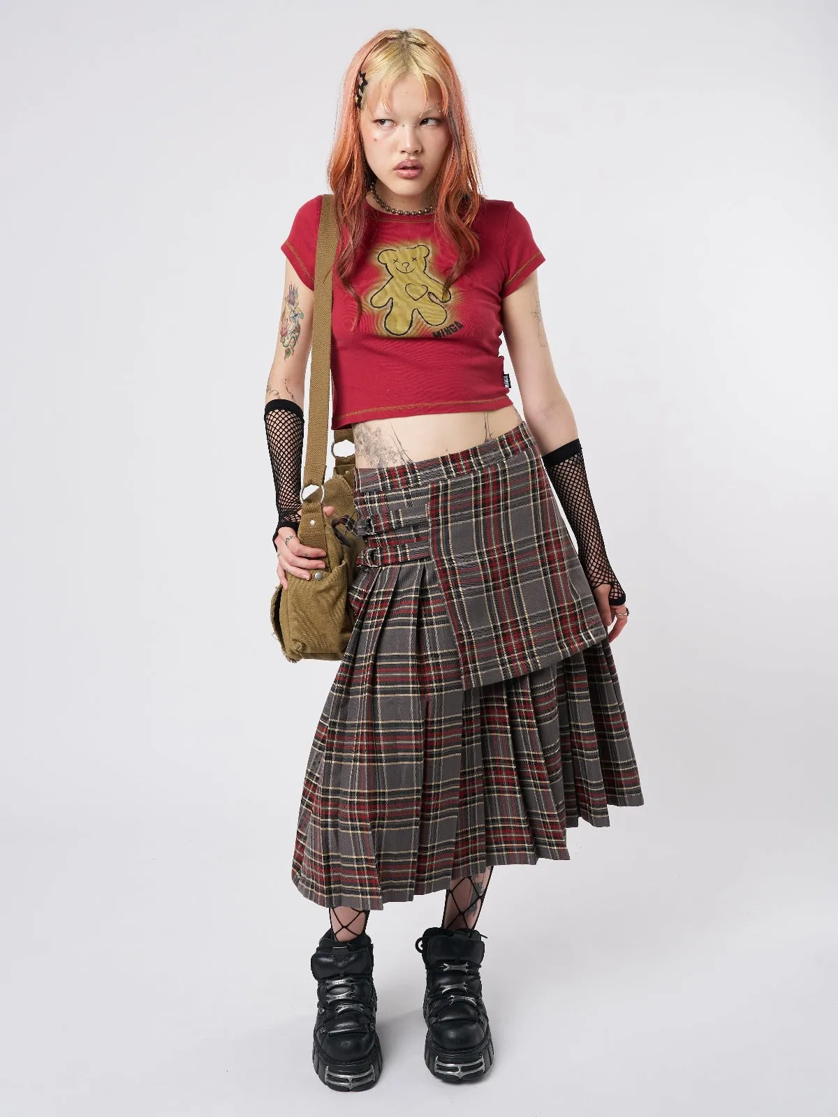 Laurie Pleated Tartan Midi Skirt