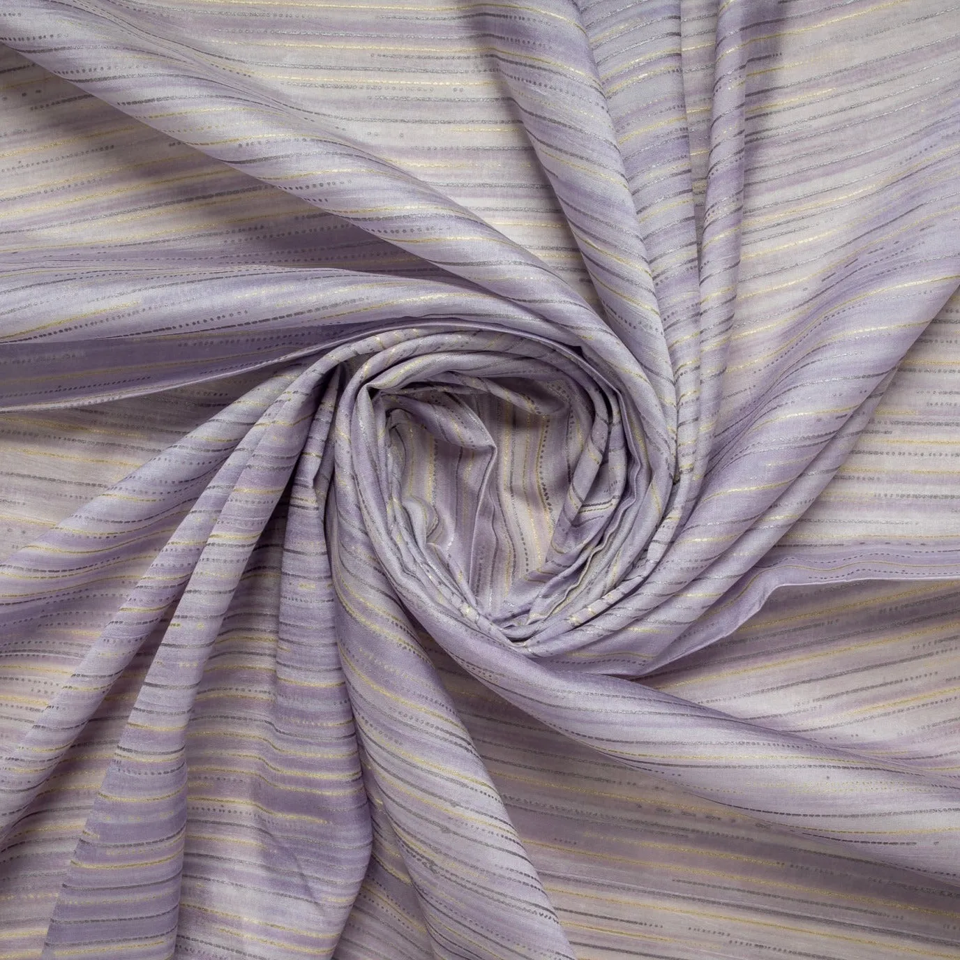 Lilac Stripes Foil Print Crepe Fabric