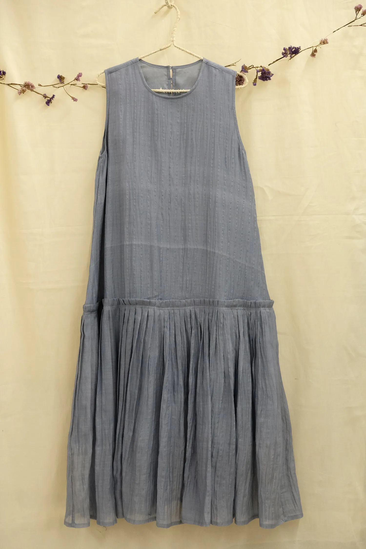 Linnaeus Silk Cotton Pleated Hem Dress