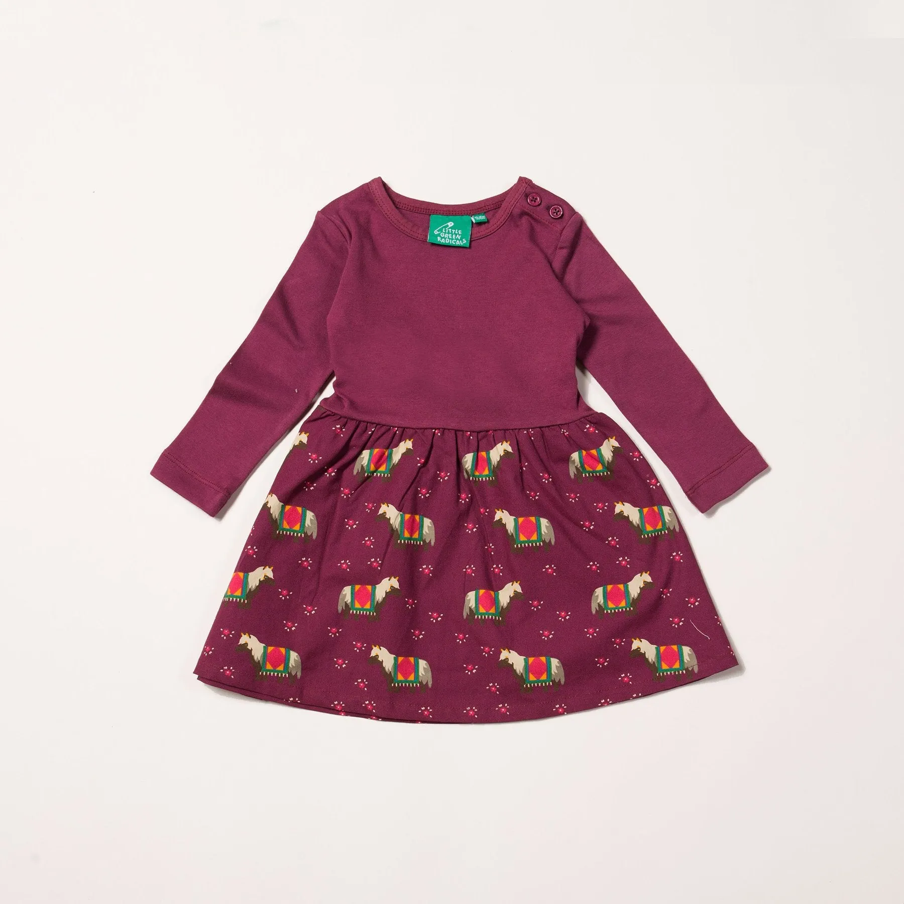 Little Green Radicals Nordic Horses Little Twirler Dress Organic Cotton (1-3yrs)