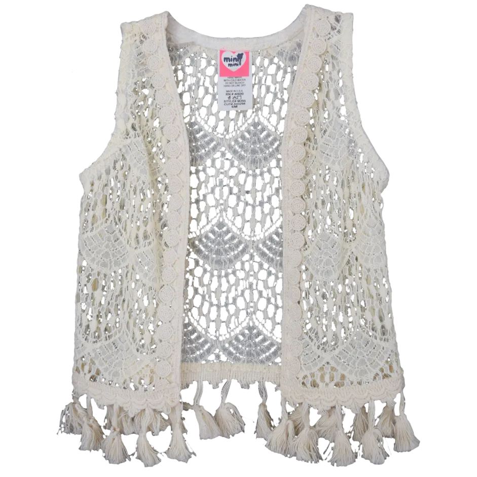 Little Mass Crochet Ivory Lace Vest