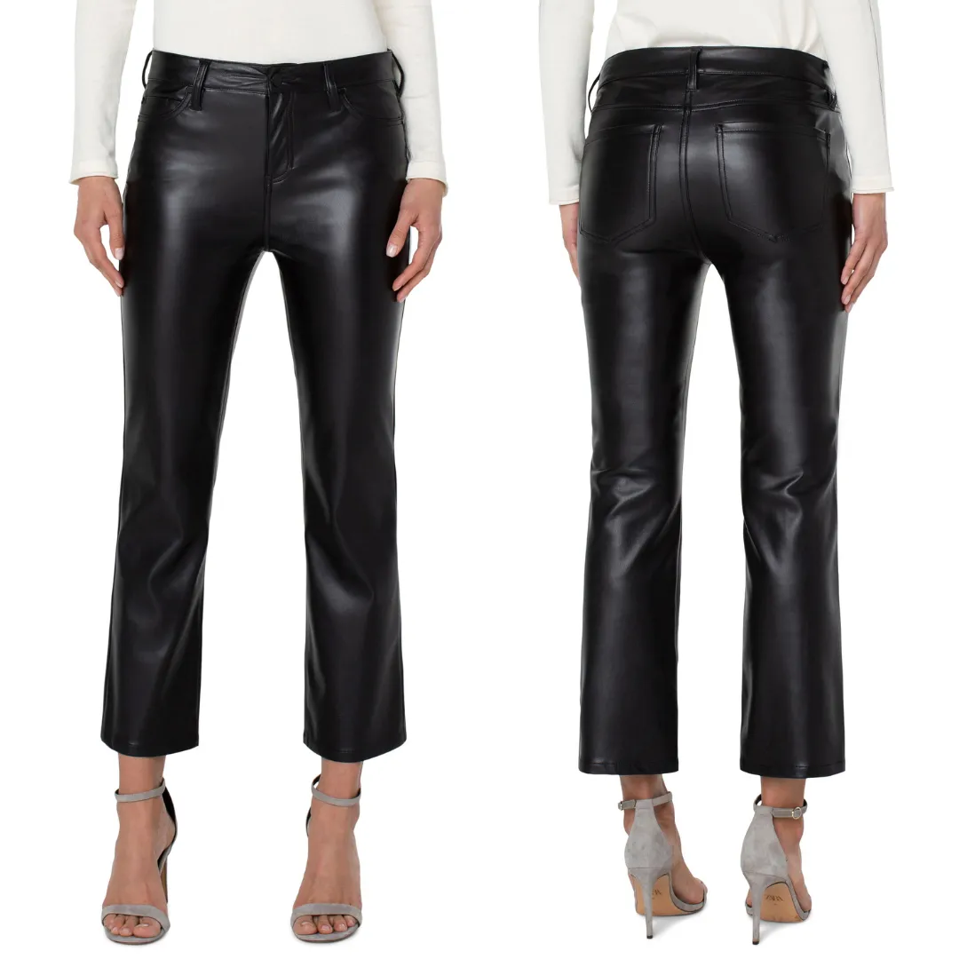 Liverpool Hannah Cropped Flare Black Pleather Pants