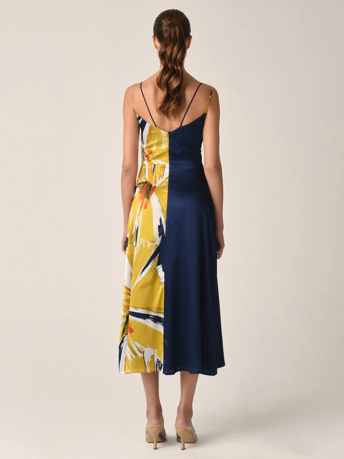 Lizzo Dress Navy Floral Brushstrokes