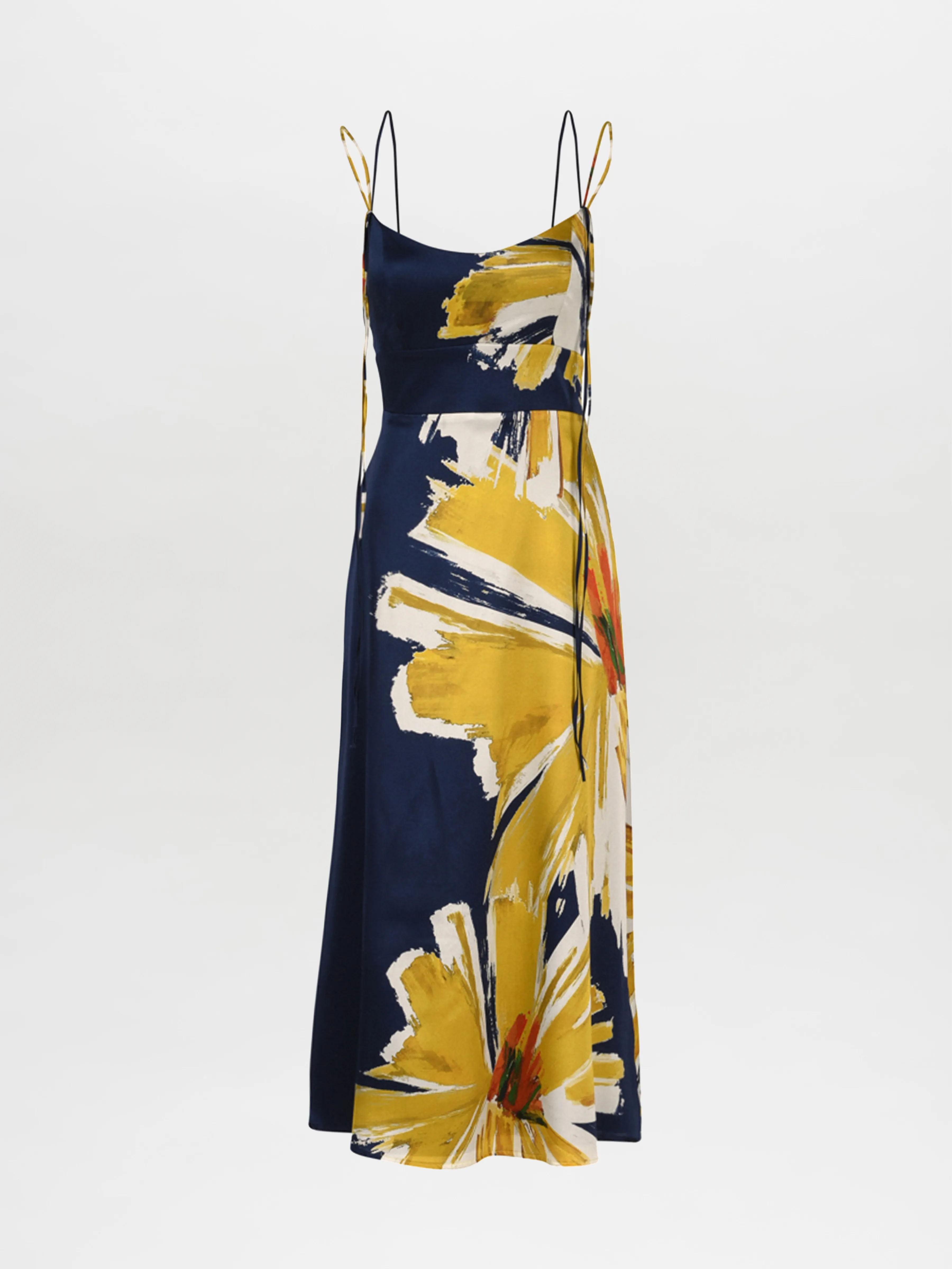 Lizzo Dress Navy Floral Brushstrokes