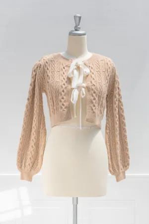 Lydia Cable Knit Cardigan - Light Brown