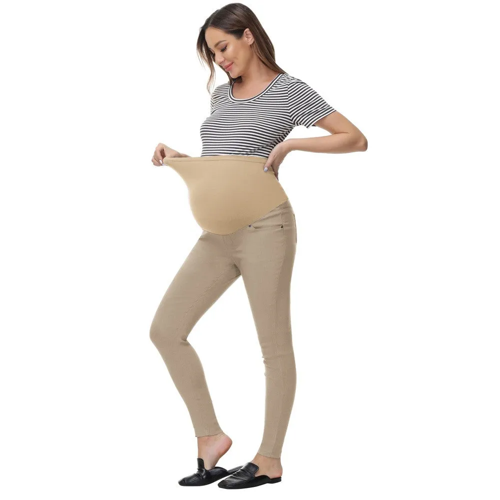 Maacie Women Maternity Multi Pocket Treggings High Waist Stretchy Pants