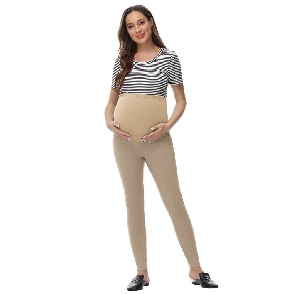 Maacie Women Maternity Multi Pocket Treggings High Waist Stretchy Pants