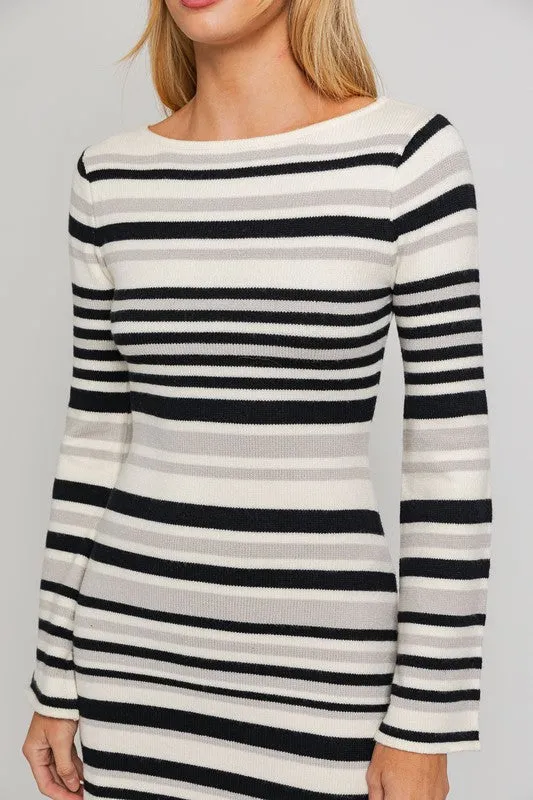 Mackenzie Boat Neck Bell Sleeve Sweater Dress