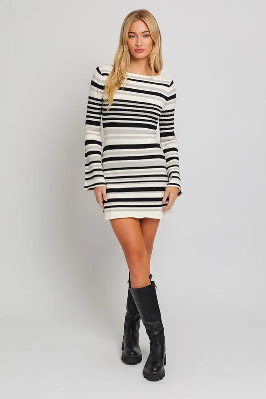 Mackenzie Boat Neck Bell Sleeve Sweater Dress