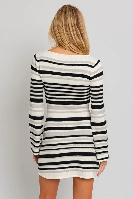 Mackenzie Boat Neck Bell Sleeve Sweater Dress