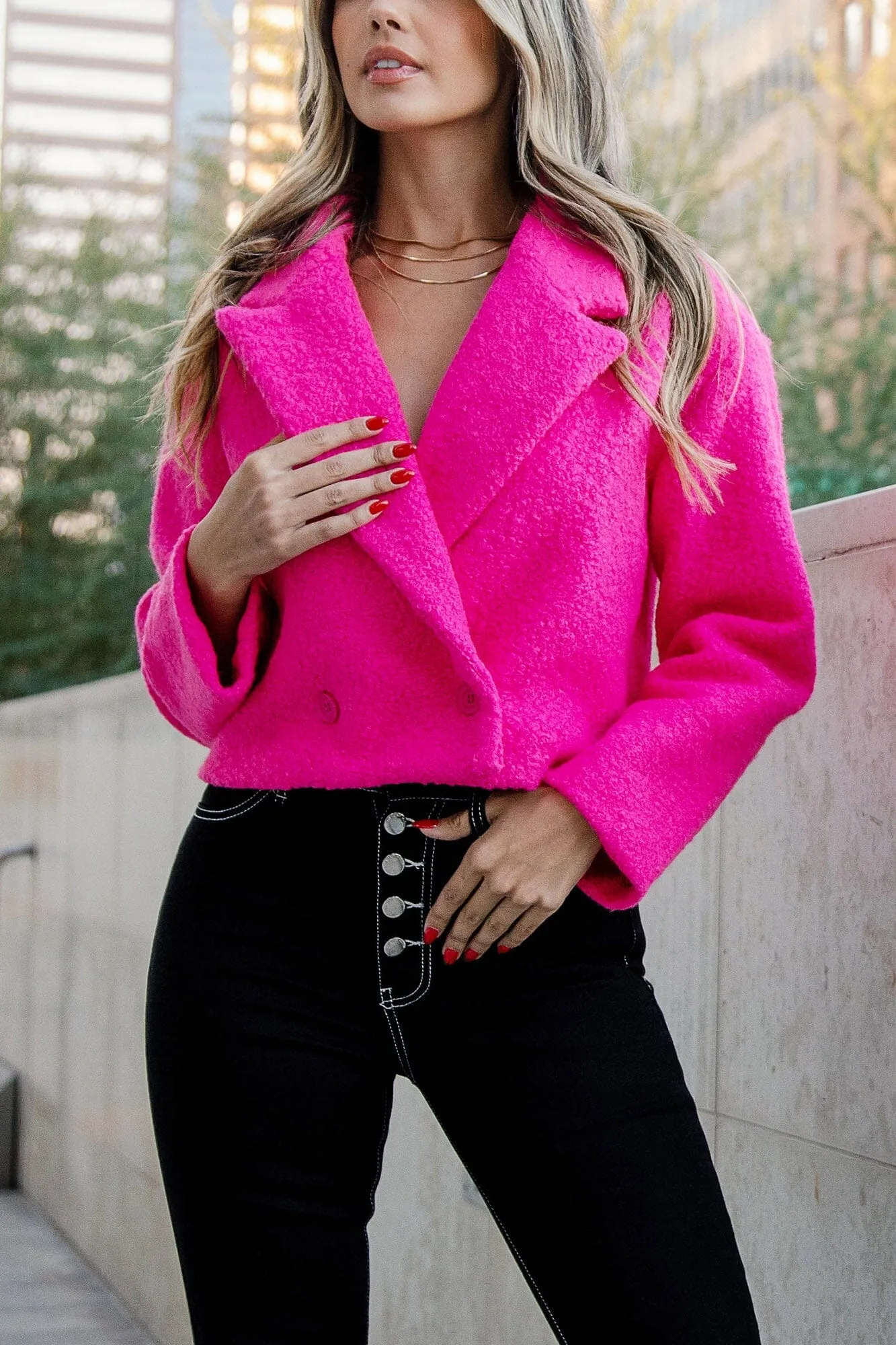 Madonna Fuchsia Crop Jacket