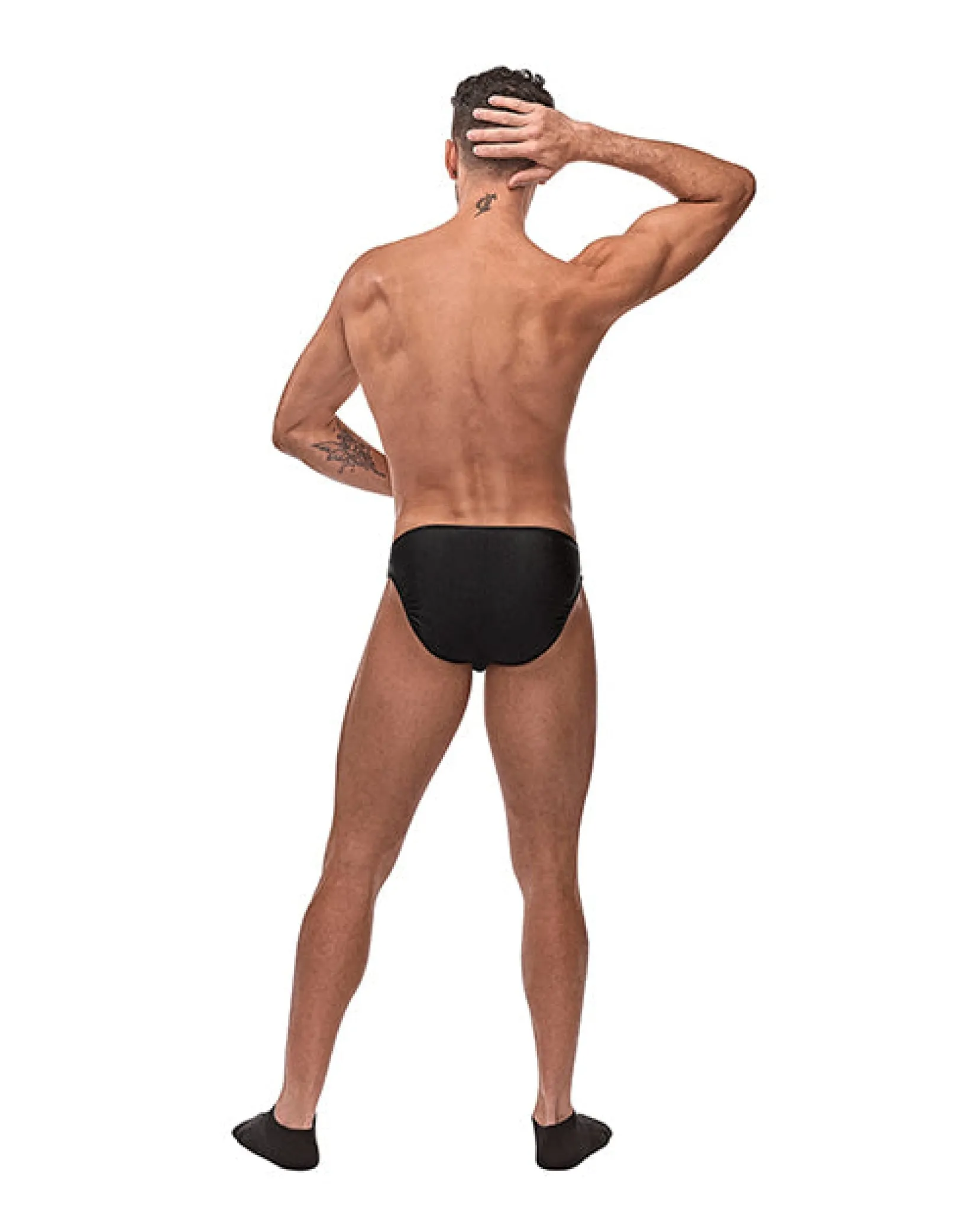 Male Power Nylon Spandex Pouchless Brief Black O-s