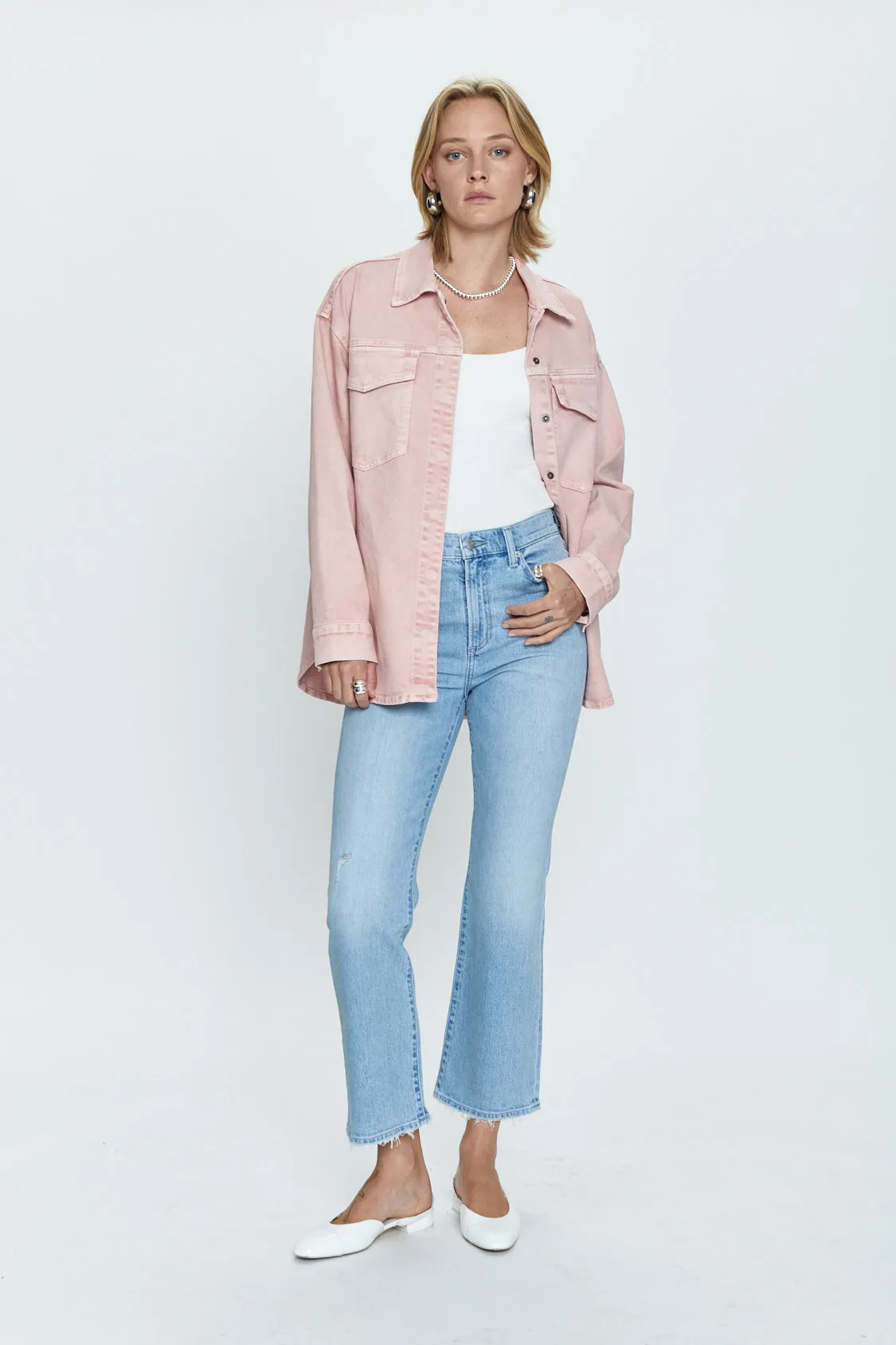 Mandy  Oversized Shacket - Mellow Rose Snow