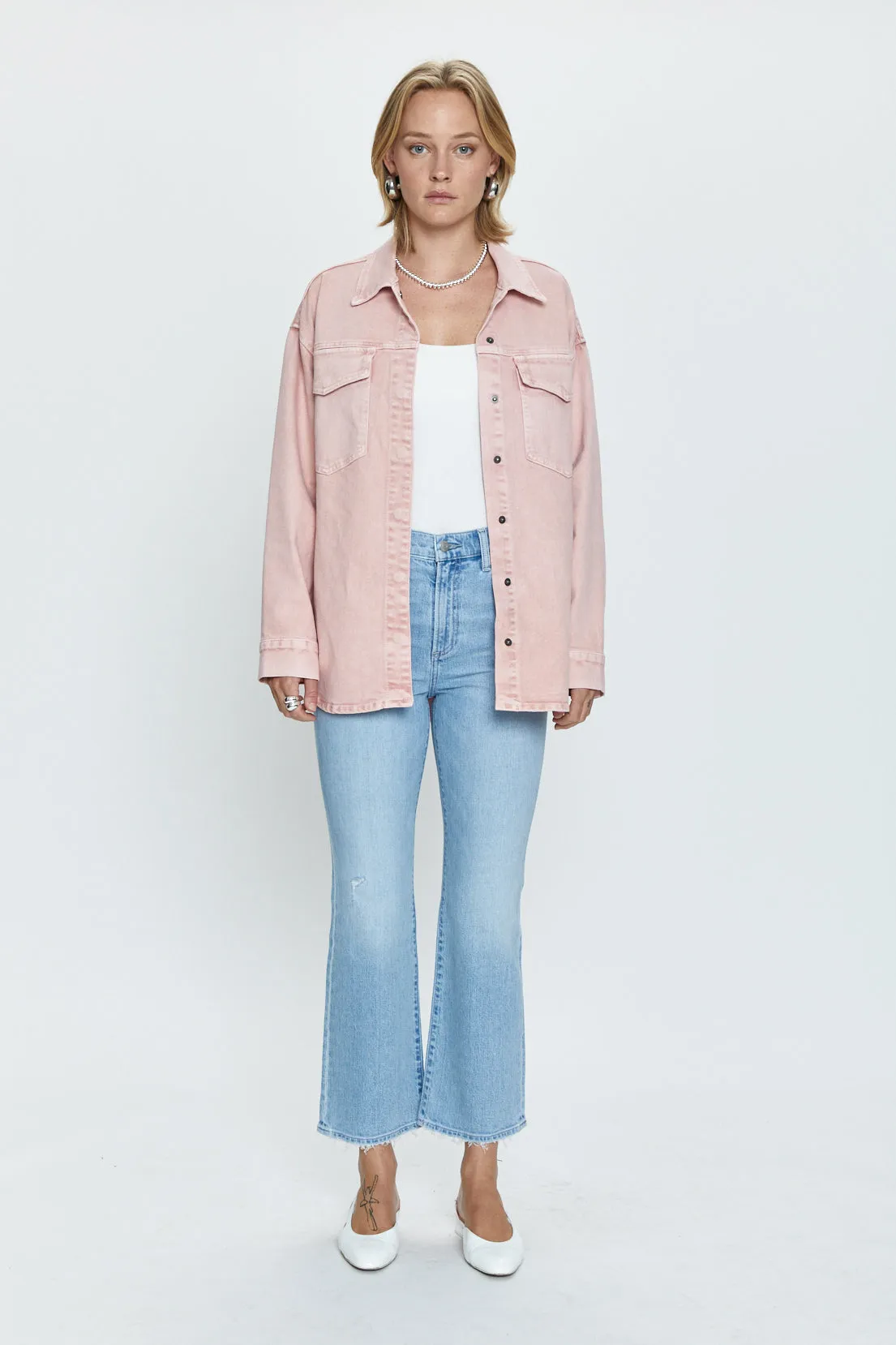 Mandy  Oversized Shacket - Mellow Rose Snow