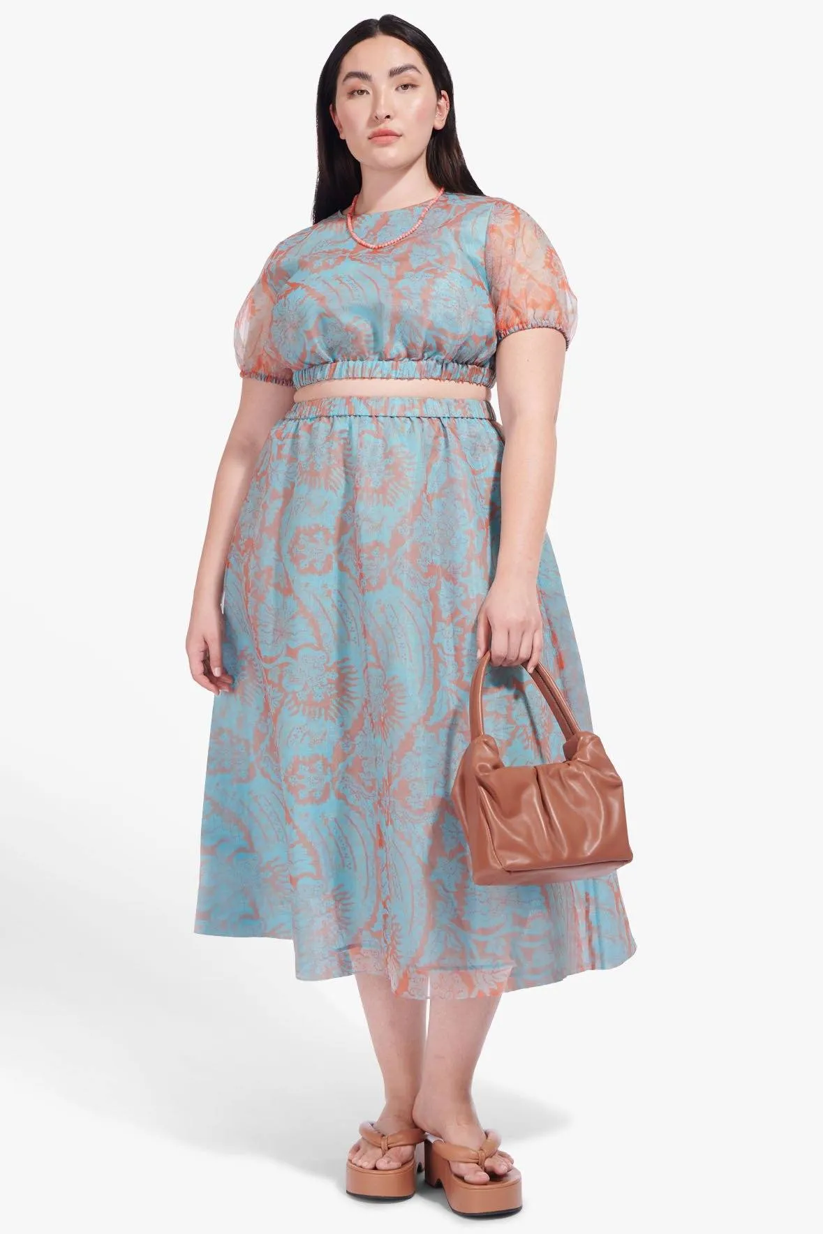 MATTIA SKIRT | FLORAL WAVE TURQUOISE  ES