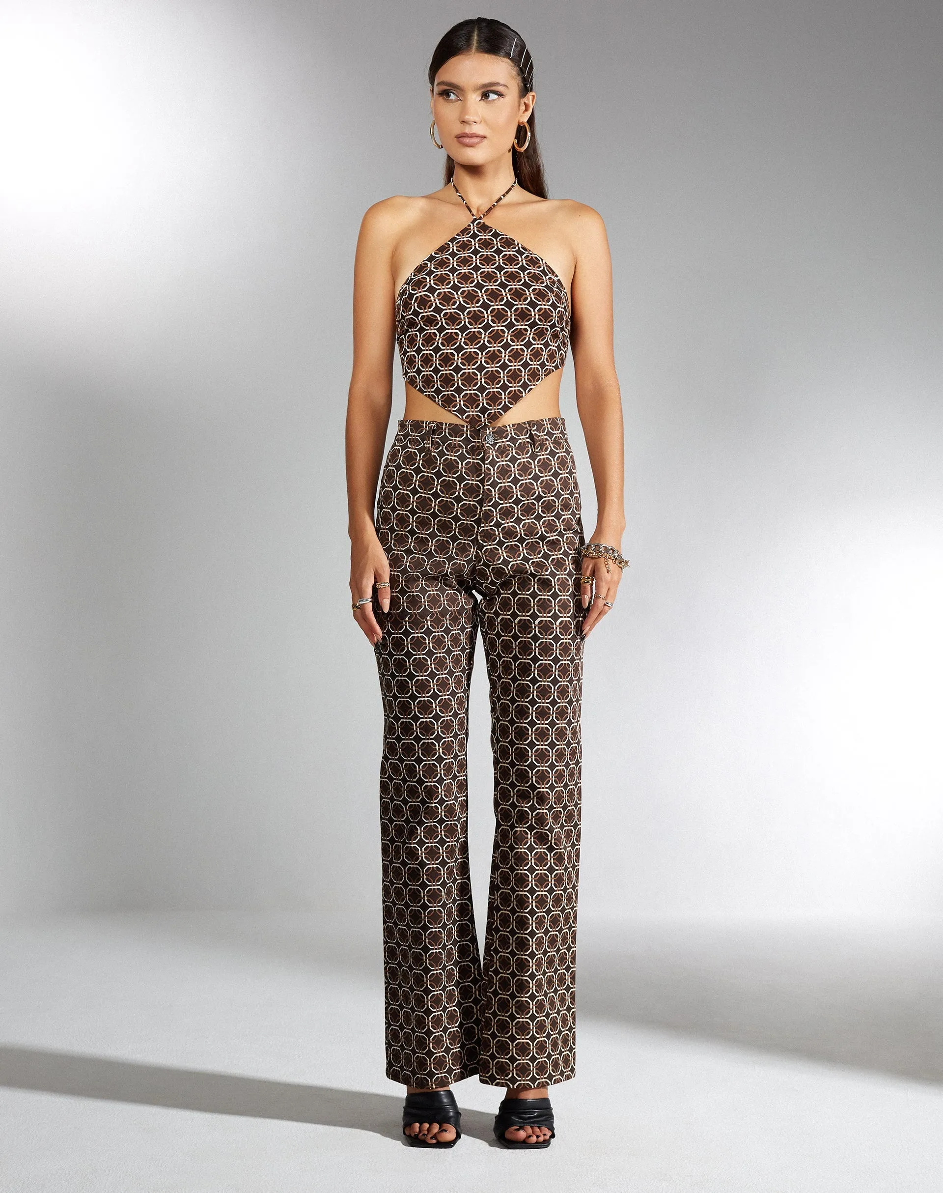 Mauda Top in Chain Tangle Dark Brown