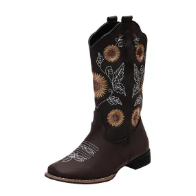 Merendy Zanjabel Low heel embroidered Western cowgirl boots