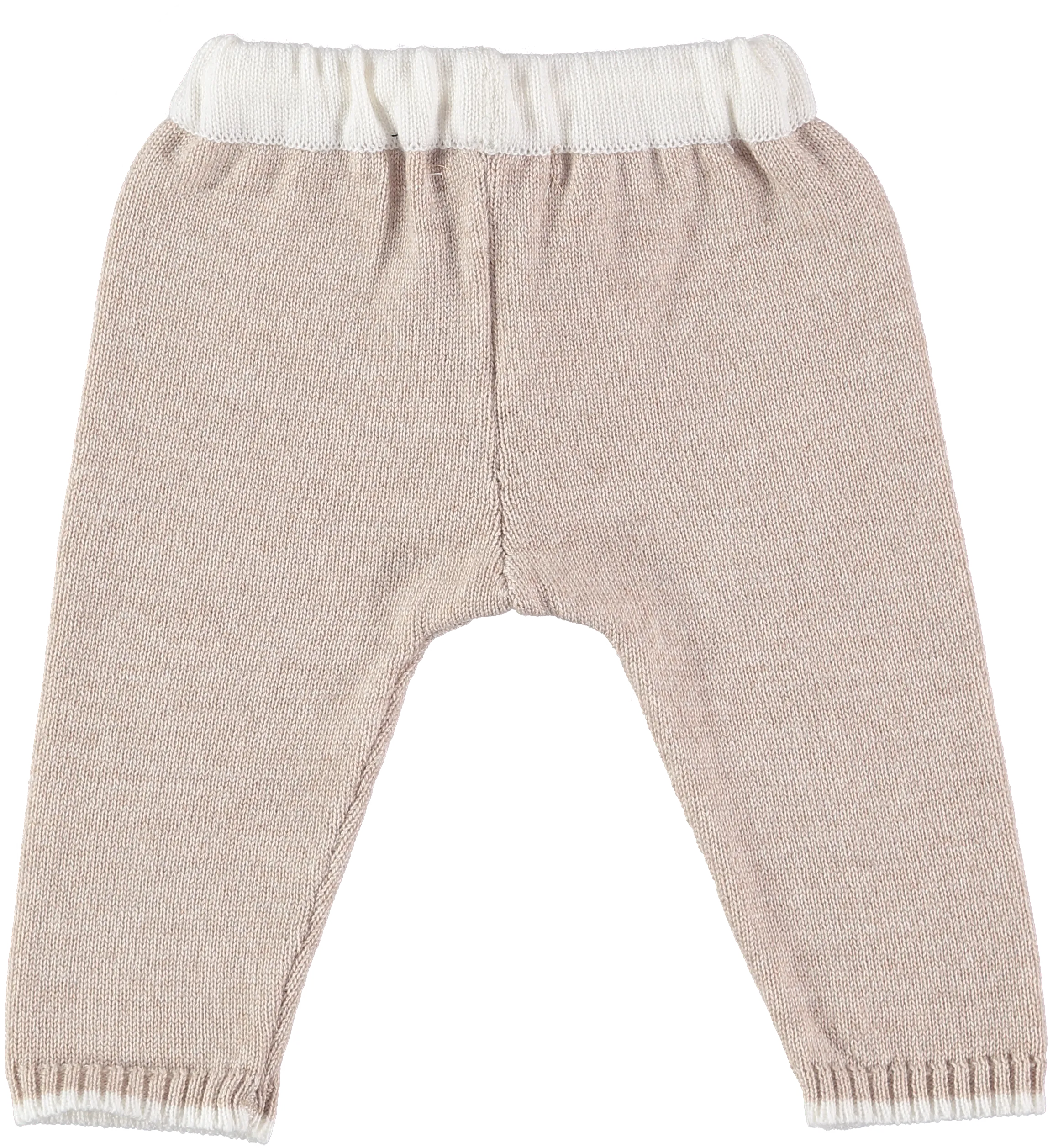 Merino Knitted Baby Leggings, Oatmeal with White Band