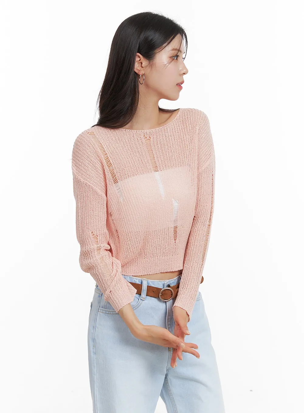 Mesh Summer Crop Knit Sweater OA419