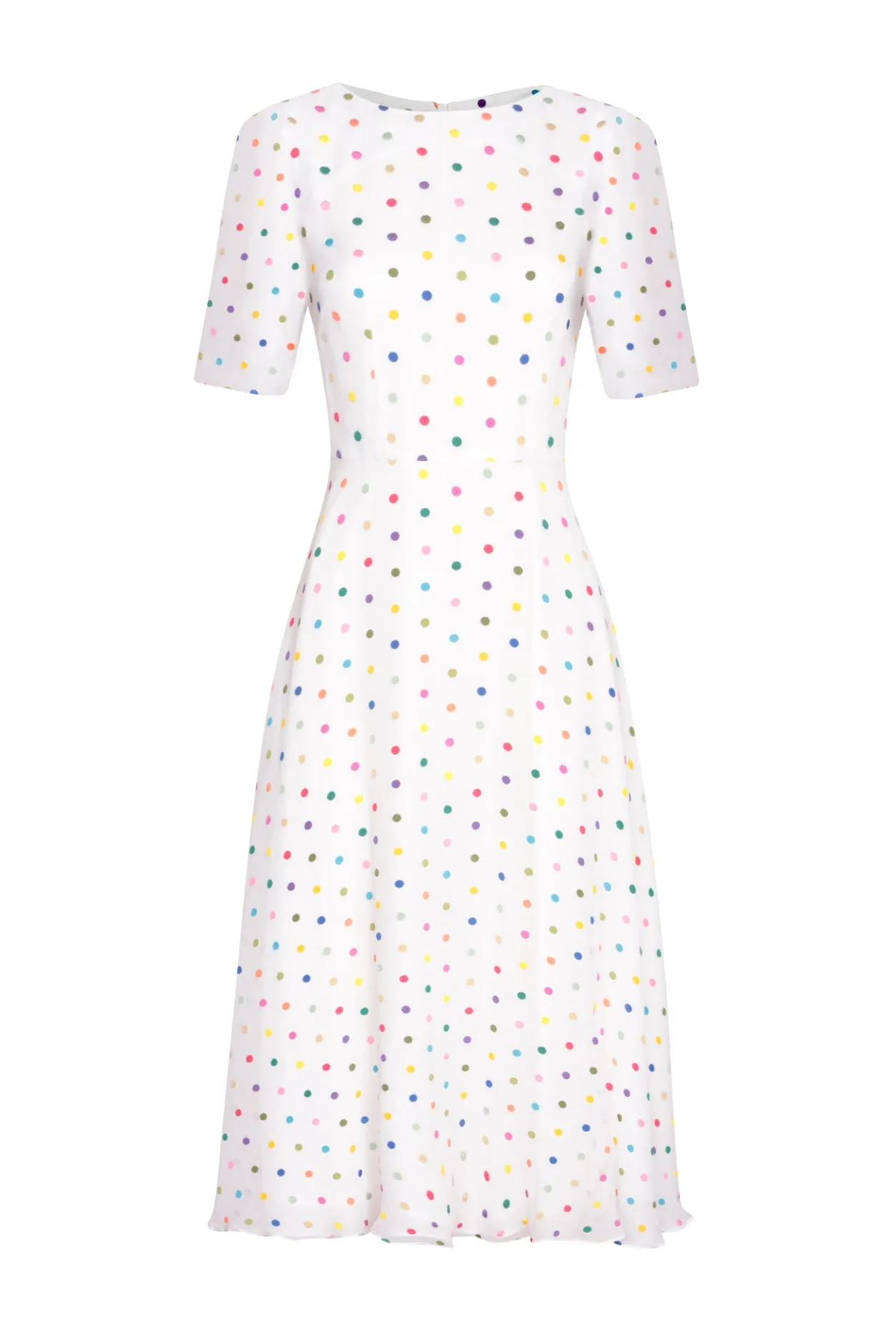 Midi Dress in Embroidered Dot Chiffon - Lexie