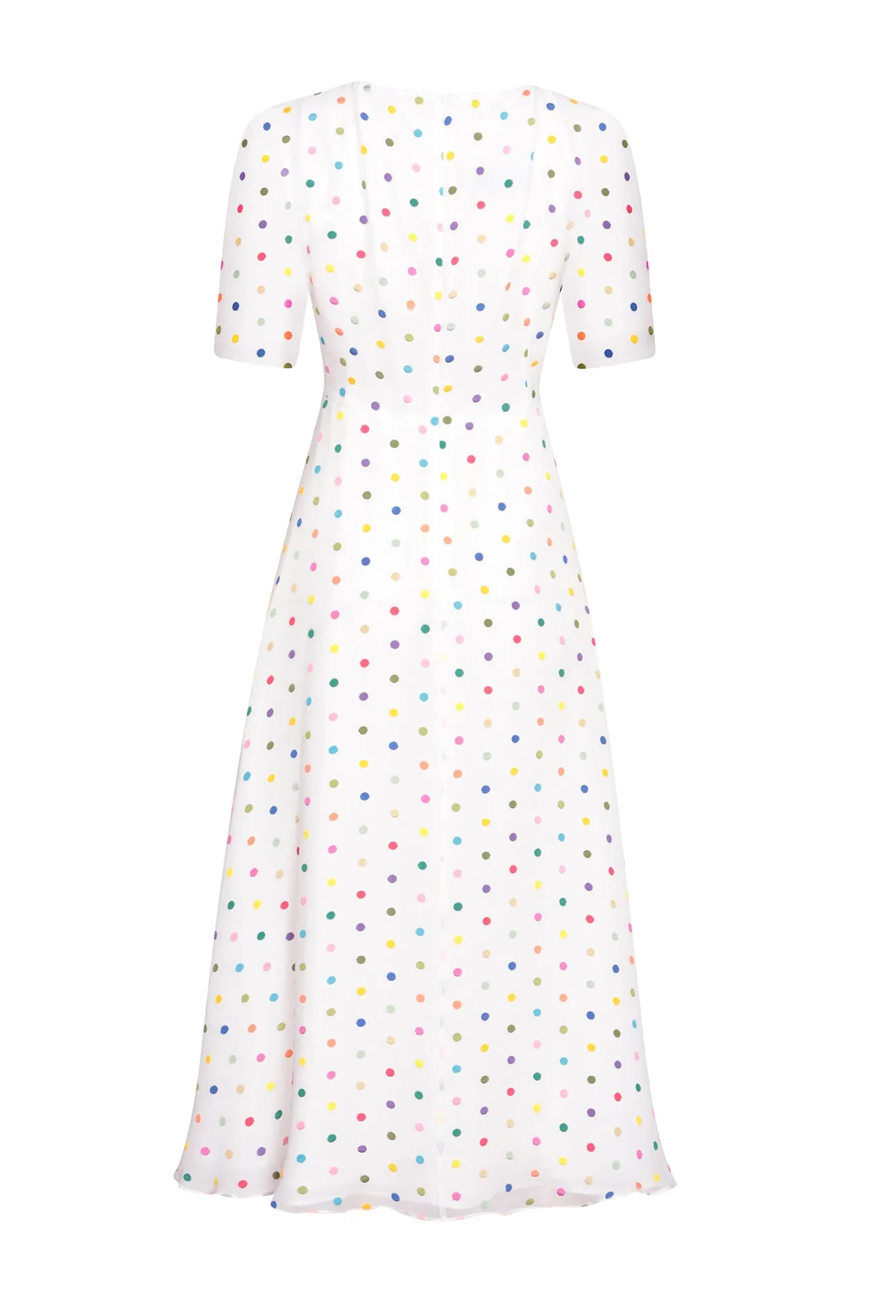 Midi Dress in Embroidered Dot Chiffon - Lexie