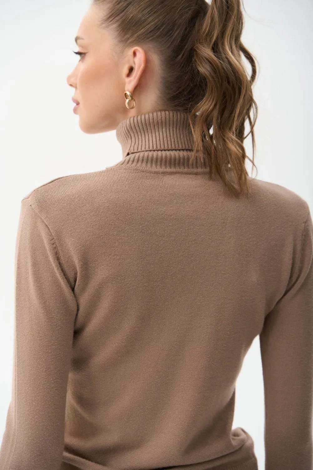 Milk Chocolate Basic Knit Turtleneck Sweater