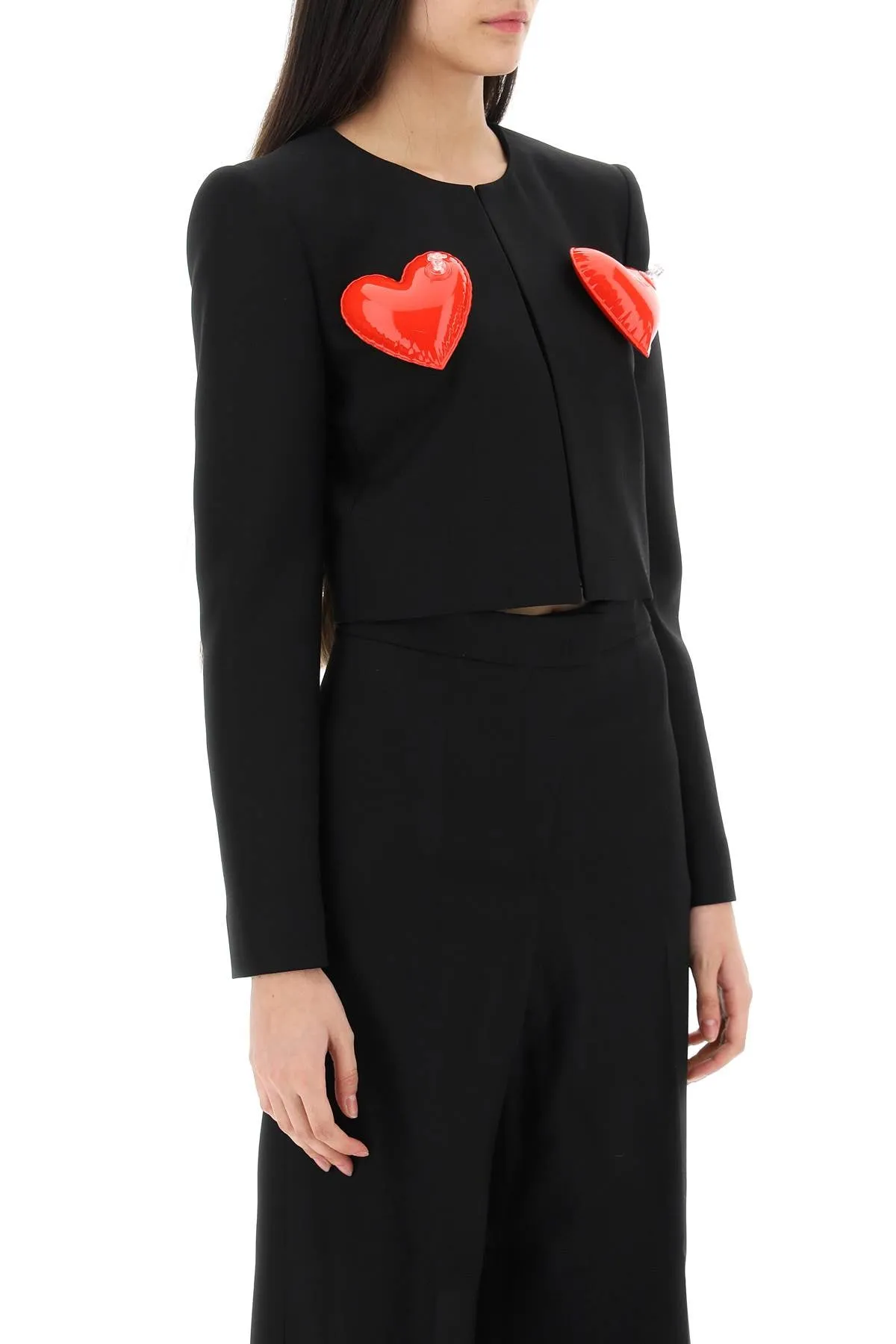 Moschino cropped jacket with inflatable hearts