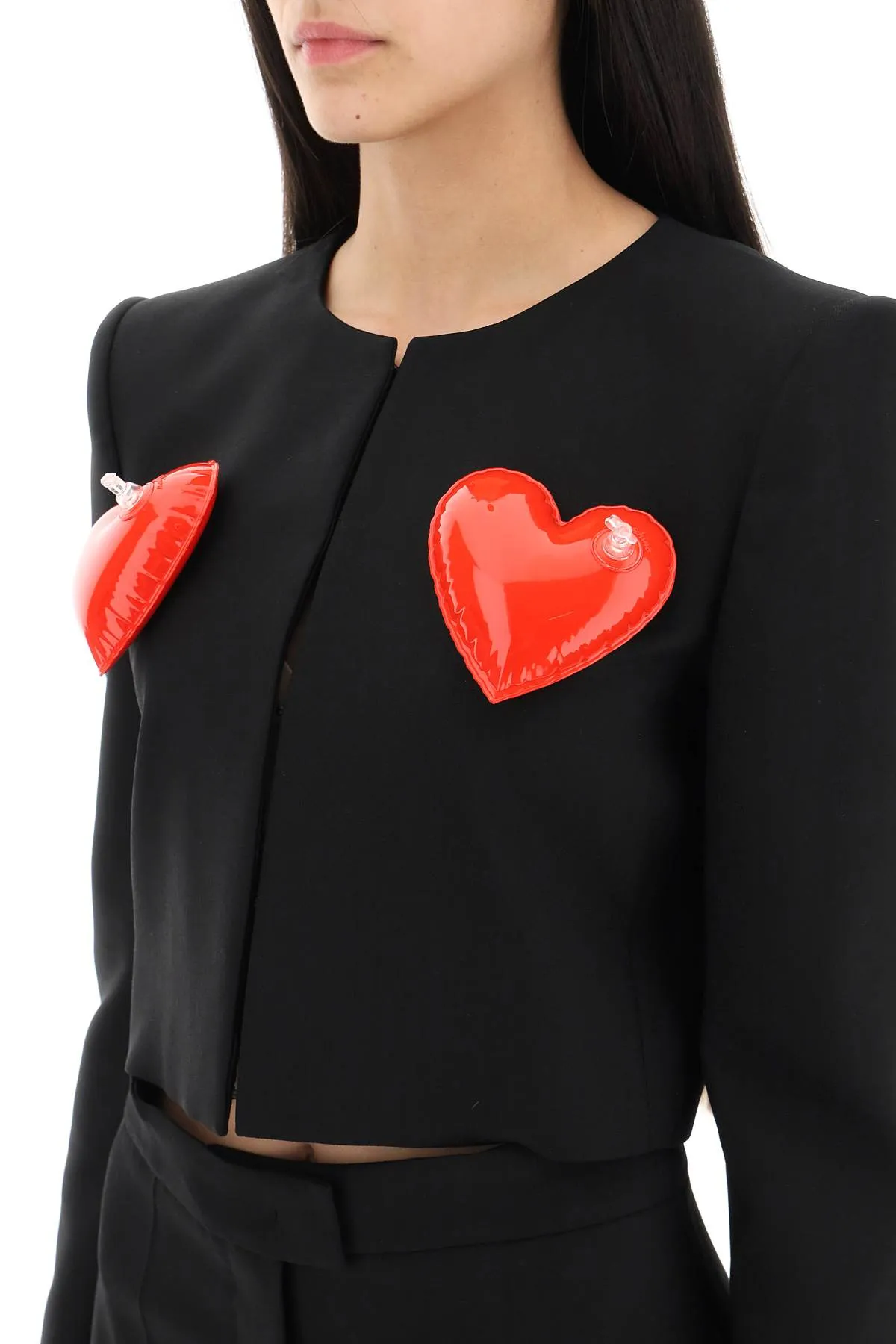 Moschino cropped jacket with inflatable hearts