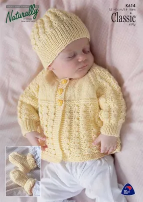 Naturally Classic Matinee Jacket, Hat & Boots Knitting Pattern #K614