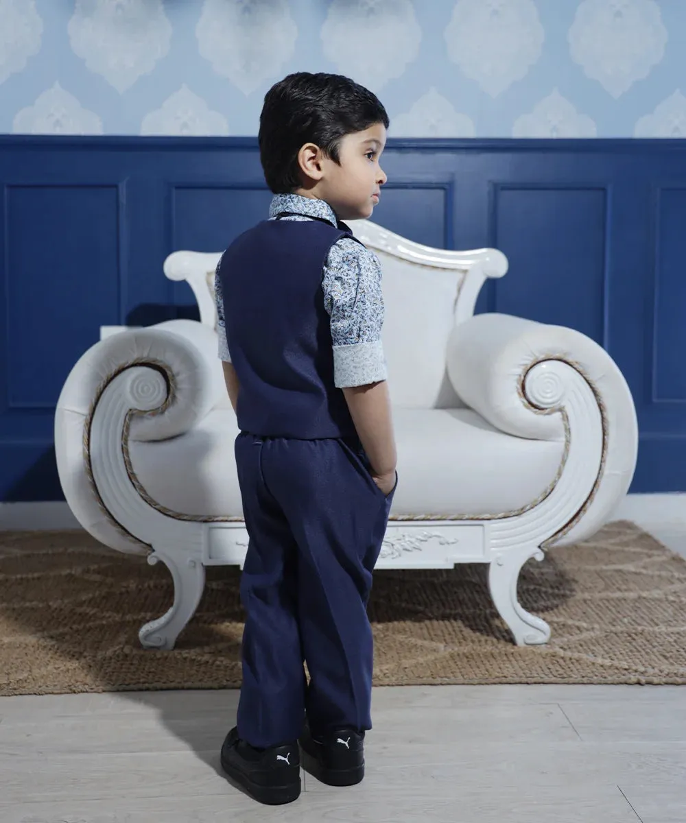 Navy Coloured Waist Coat Set for Boys for Birthday Party