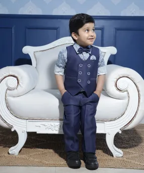 Navy Coloured Waist Coat Set for Boys for Birthday Party