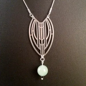 Necklace Silver Art Deco Jade Aventurine