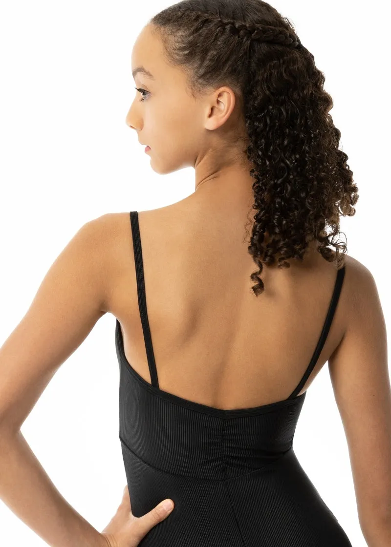 ON SALE Audition Ribbed V-Front Camisole Leotard (Black)