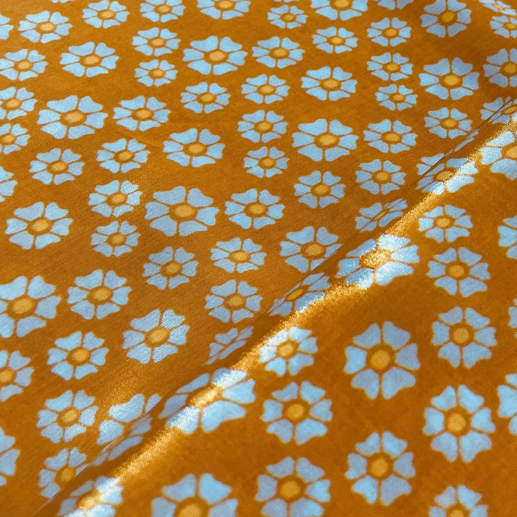 Orange Floarl Print Crepe Fabric 18158