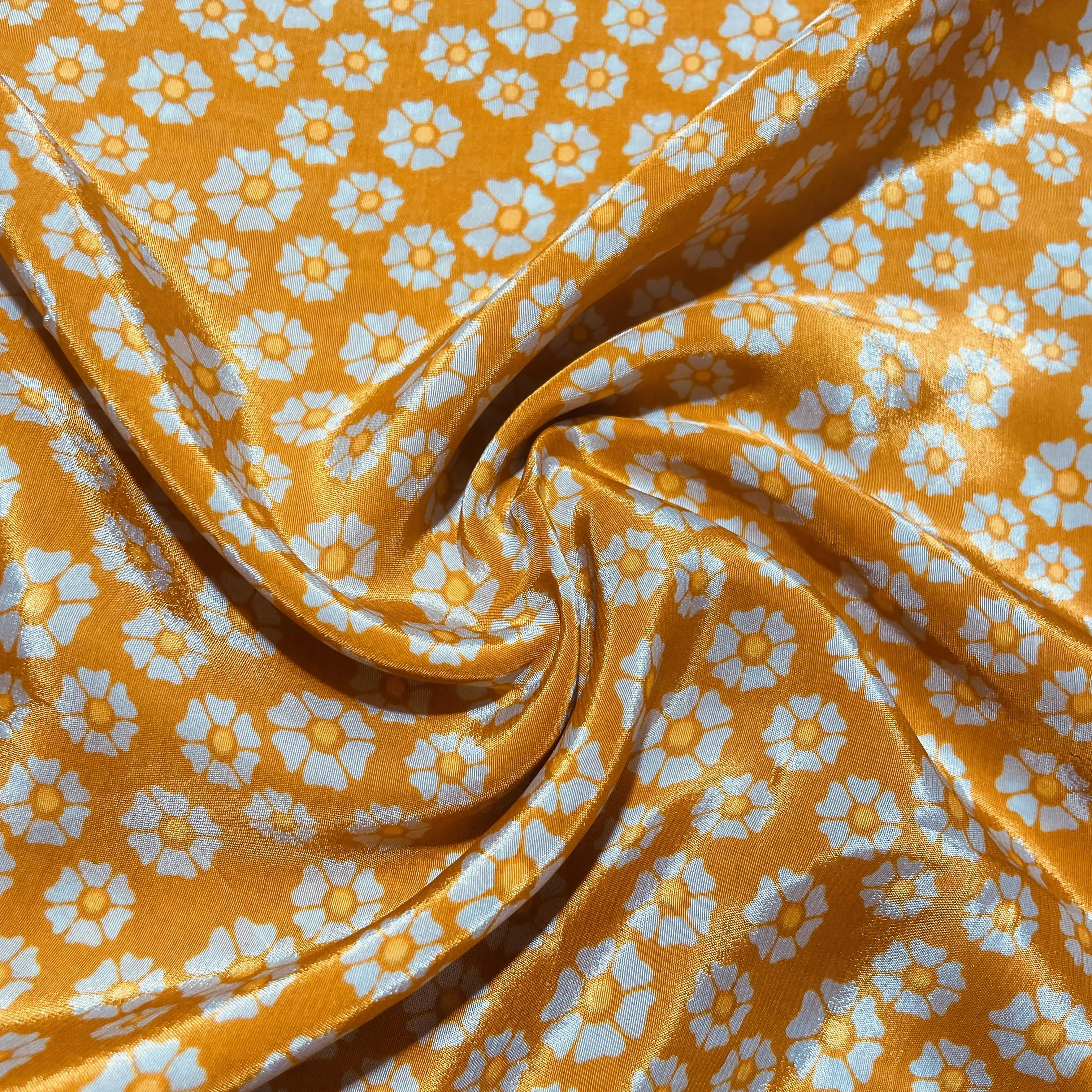 Orange Floarl Print Crepe Fabric 18158