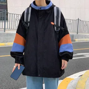 Oversized Loose Hoodie Patchwork Jacket